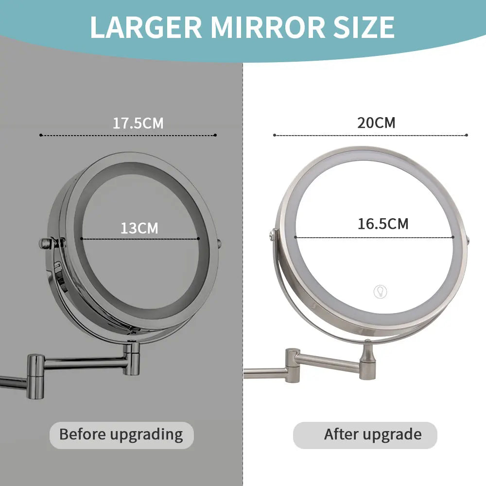 8 Inch Wall Mounted Bathroom Mirror Adjustable LED