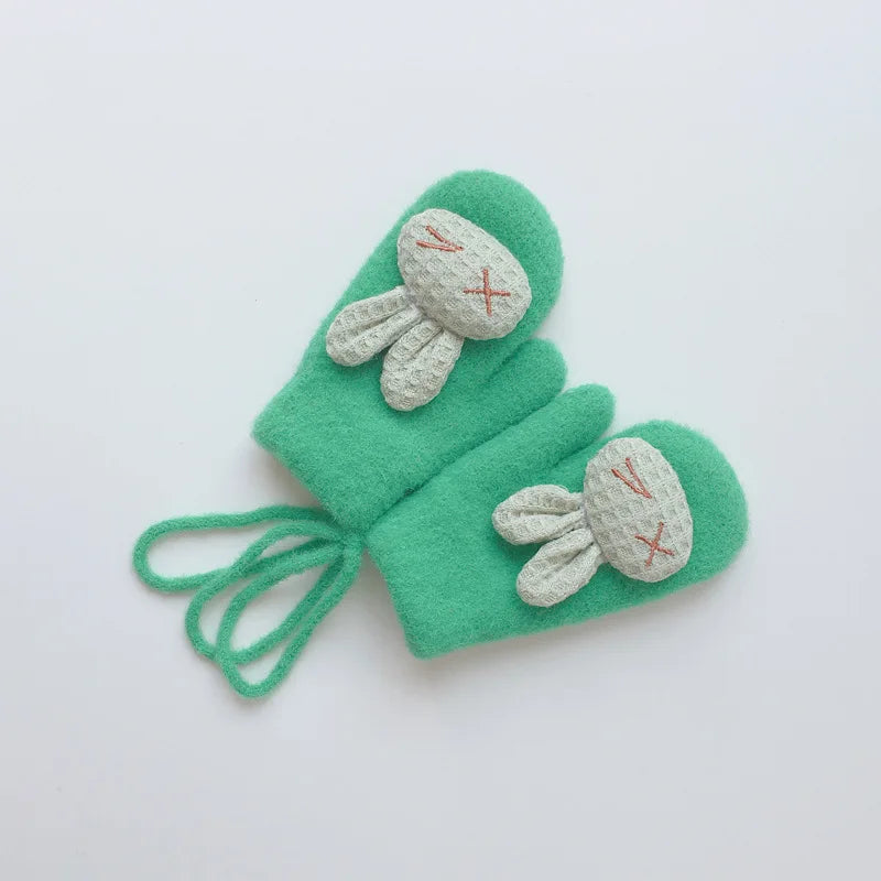 Autumn Winter Warm Baby Gloves Cartoon Animal Bunny