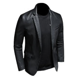 2023 New Suit Oversized Leather Jacket Business Fashion