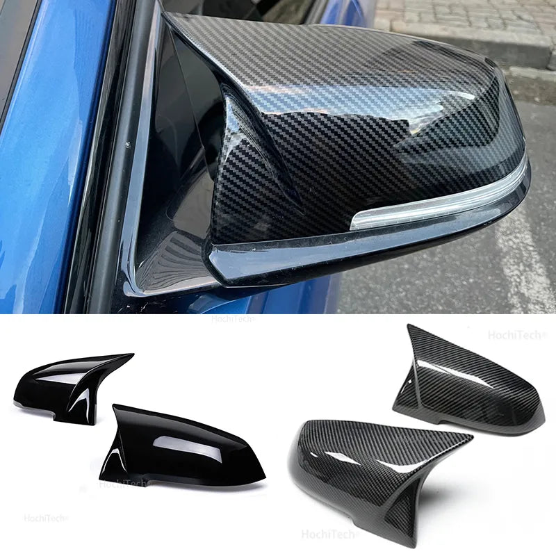 2 pieces Rearview Mirror Cover Cap Carbon Black