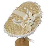 Japanese Lolita Sweet Handmade Straw Sun Hat Lace