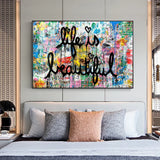 Life is Beautiful Banksy Graffiti Art Canvas Paintings