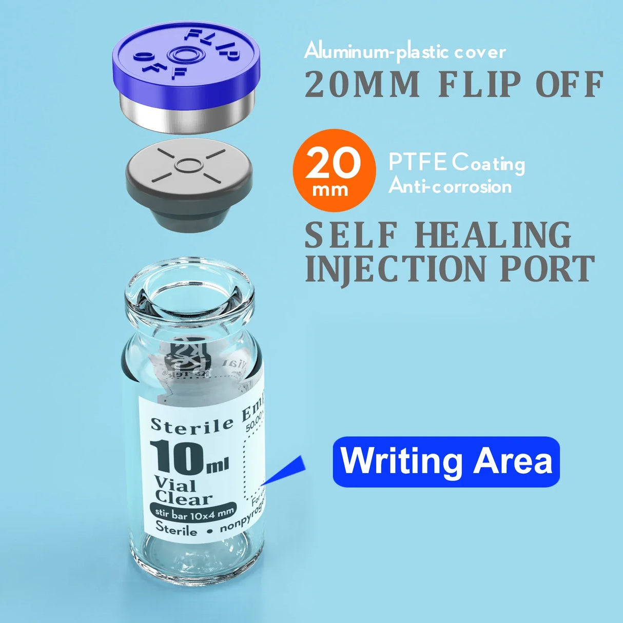 Ks-Tek Sterile Empty Vials with Self Healing Injection