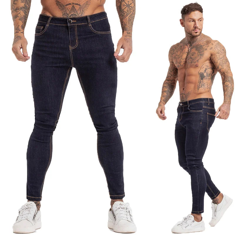 GINGTTO Jeans Men Elastic Waist Skinny Jeans Men