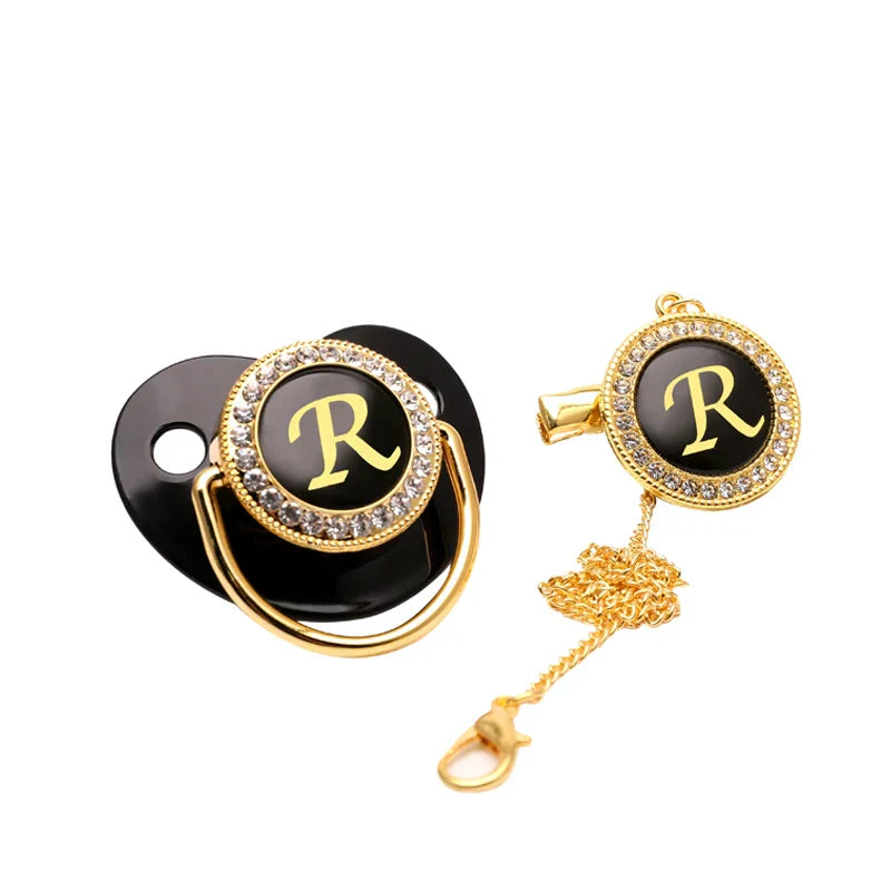 Black Gold Luxury Pacifier for Babies A-Z Name