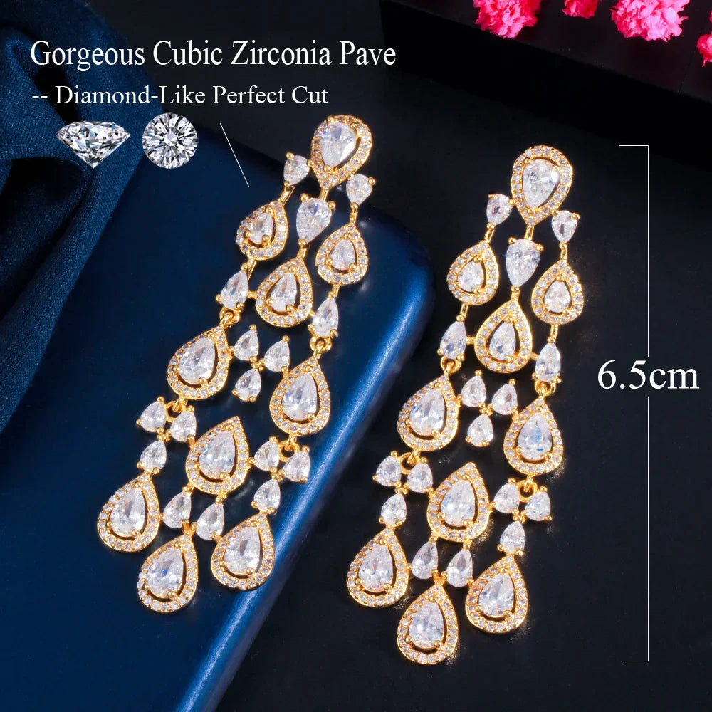 CWWZircons Trendy Clear White Water Drop Cubic Zirconia