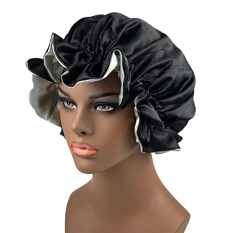 Oversized Plain Satin Bonnet For Women 2 Layers