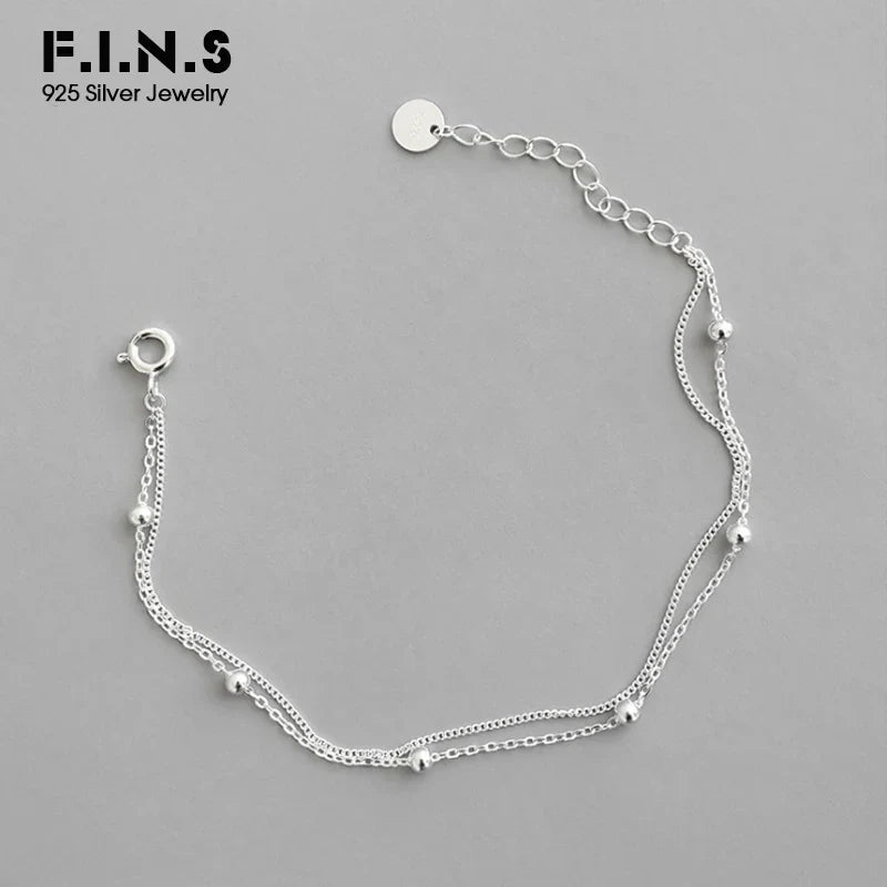 F.I.N.S 925 Sterling Silver Fashion Women's Bracelet Double