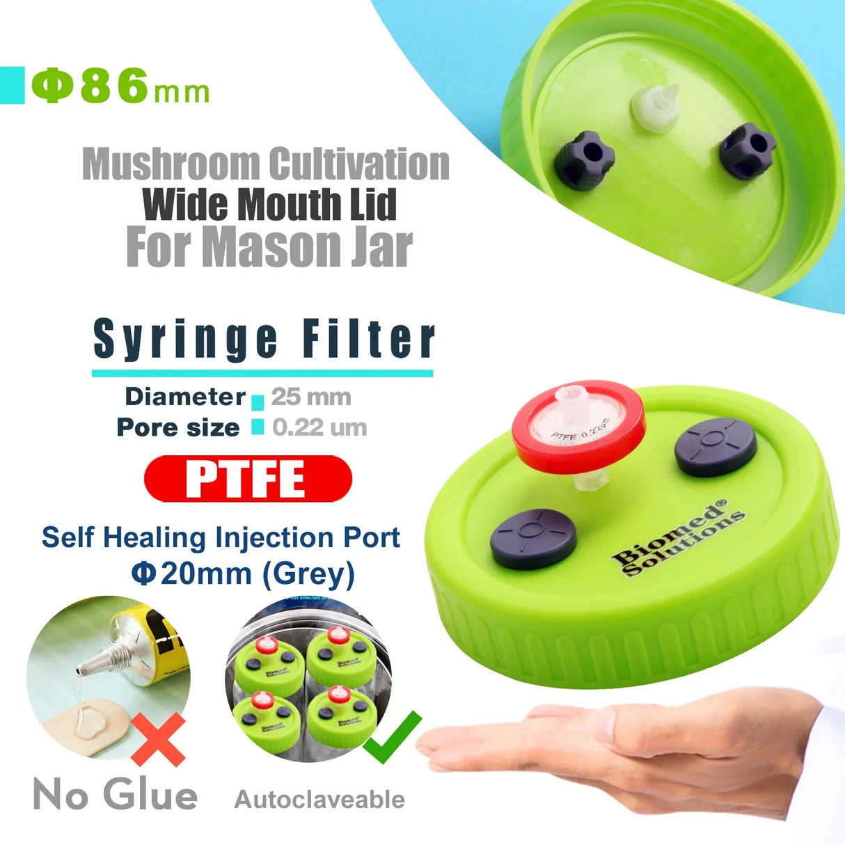 Liquid Culture Lids - Autoclavable WIDE Mouth Jar