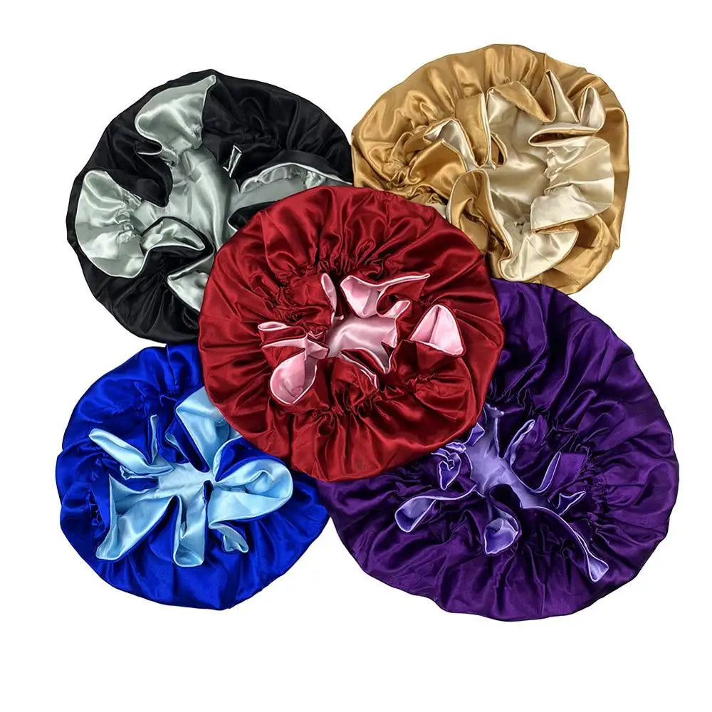 Oversized Plain Satin Bonnet For Women 2 Layers
