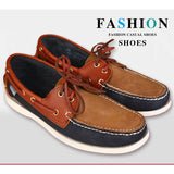 Men's Casual Genuine Leather Docksides Deck Lace Up Moccain Boat Shoes Loafers For Men Driving Fashion Women Shoes Wine Red