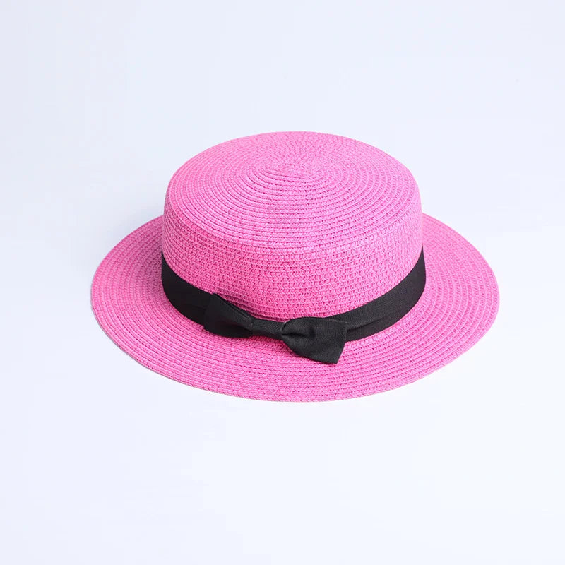 2019 Parent-child wholesale sun flat straw hat boater