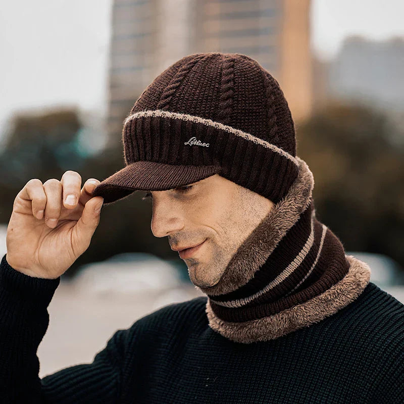 New Winter Beanie Hats Scarf Set Warm Knit