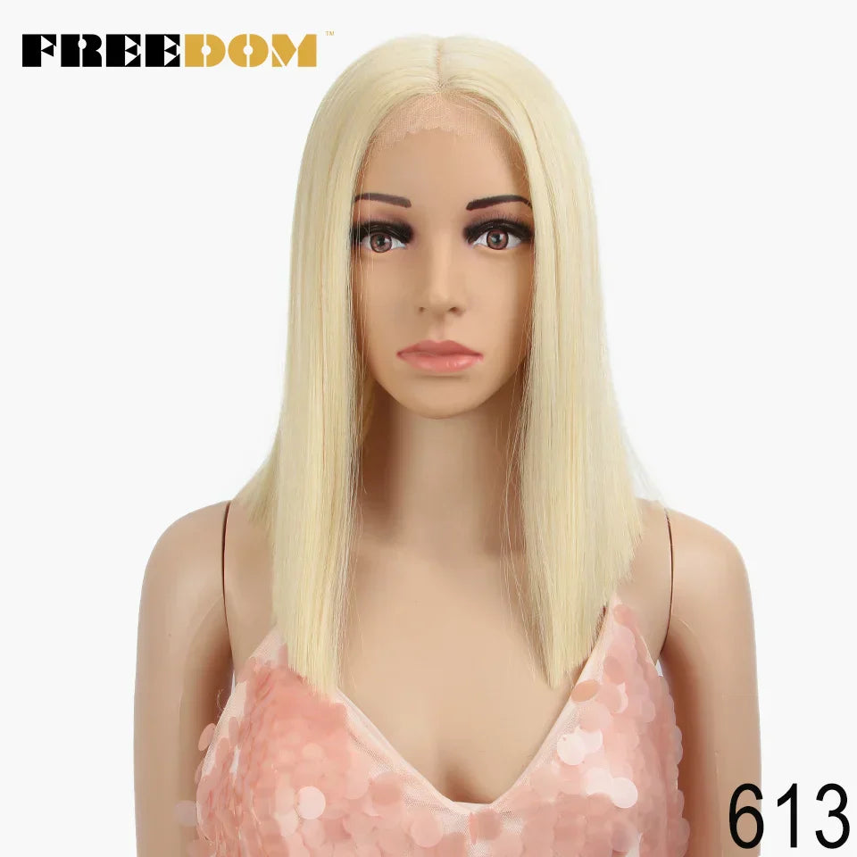 FREEDOM Synthetic Lace Wig Short Bob Straight Middle