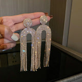 Fashion Statement Earring Long Full Rhinestone Big Earrings