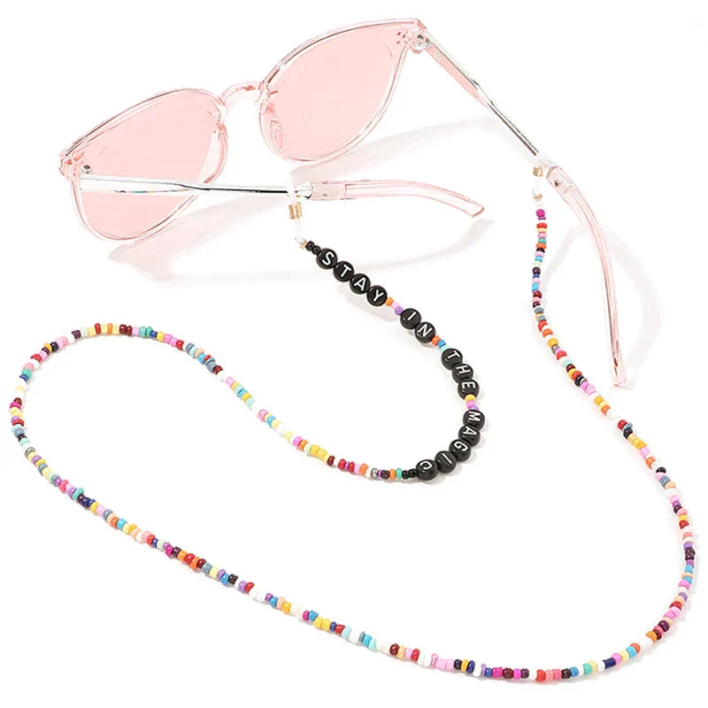 Bohemian Colored Mask Strap Beaded Glasses Chains Women