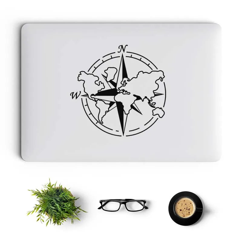 World Map Compass Laptop Decal for Macbook Pro