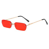 Small Rectangle Rimless Sunglasses Women Square Vintage Sun