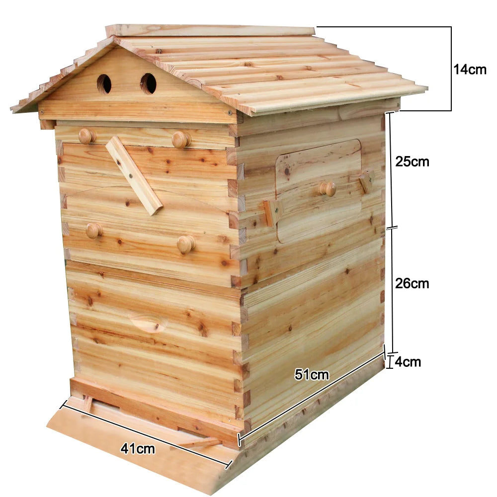 Automatic Wooden Bee Hive House with 7 Nest