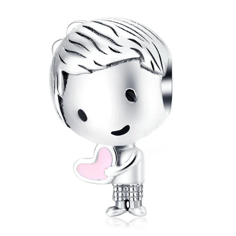 BISAER Alloy Dangle Beads Cup Bulldog Boy Girl