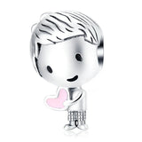 BISAER Alloy Dangle Beads Cup Bulldog Boy Girl