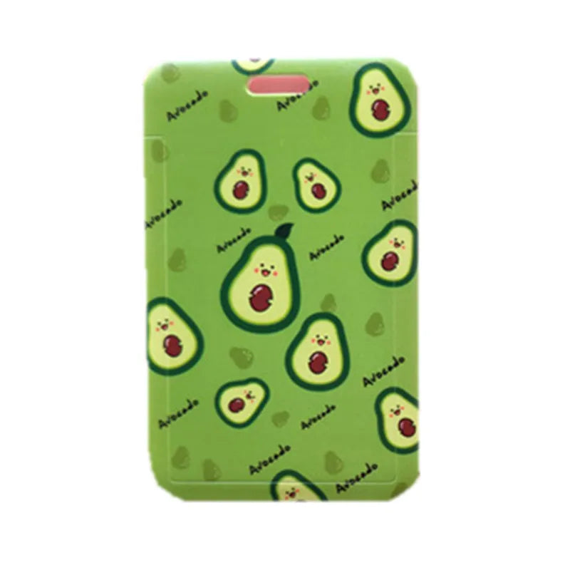 Women Men Credit Card Cover Case Fruits Avocado Strawberry Lanyard Badge ID Card Holder Neck Strap Cell Phone Neck Straps