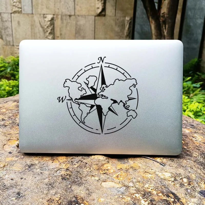 World Map Compass Laptop Decal for Macbook Pro