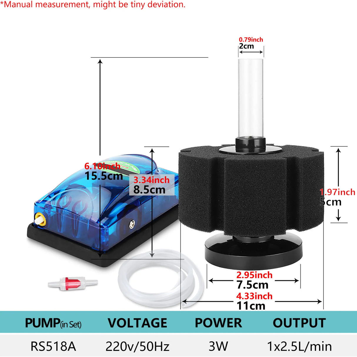 220V Aquarium Bio Sponge Filter Kit Fish Tank