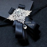 Elegant Gorgeous Diamond Ribbon Bowtie Men Wedding Suit