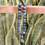 Tasbih Natural agates stone Blue Metal tassel 33