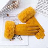 Korean Suede Leather Sports Cycling Warm Gloves Women's