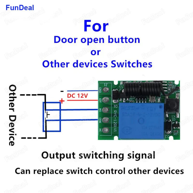 FunDeal 433Mhz Universal Wireless Remote Control Switch DC