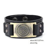 My Shape Wiccan Compass Bracelets Bangles for Men Nordic Runes Odin Symbol Wrap Genuine Leather Bracelet Men‘s Viking Jewelry