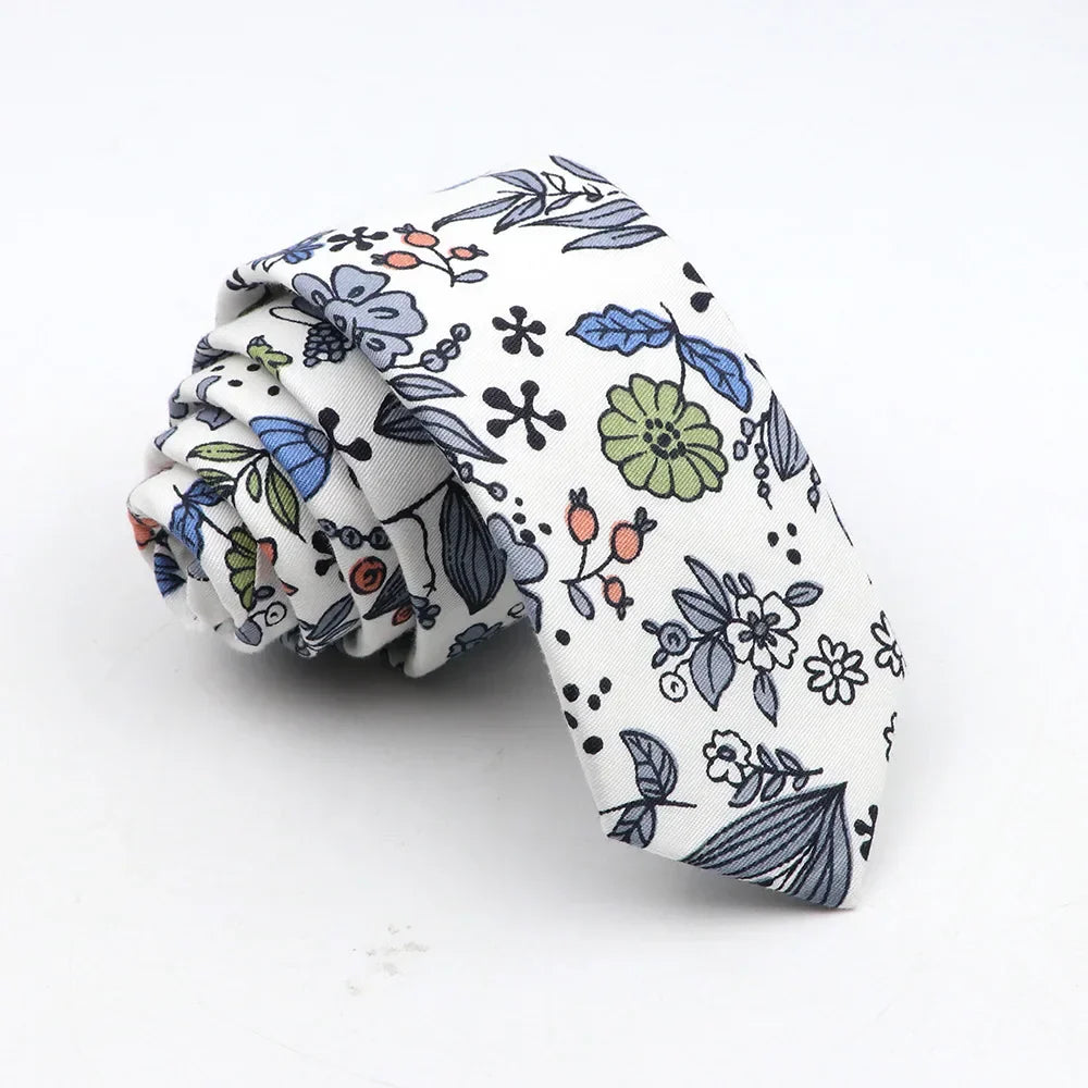 New Floral Tie For Men Skinny Casual Cotton