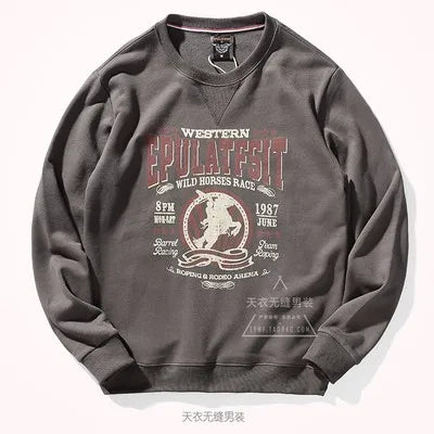 American Retro Terry Printed Hoodies Men's Pure Cotton
