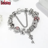 Seialoy Silver Plated Heart Key Pendant Charm Bracelets