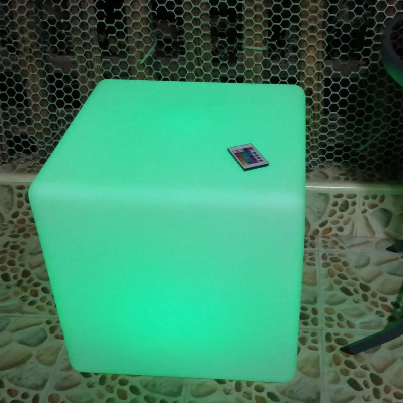 LED Cube Stool Seat Glowing Chair Patio Decorative