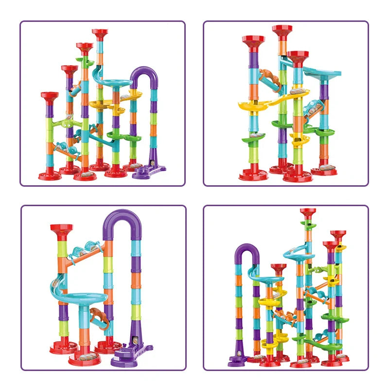 DIY Construction Marble Run Race Track Building Blocks