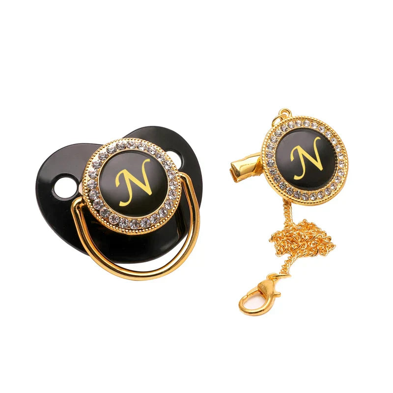 Black Gold Luxury Pacifier for Babies A-Z Name