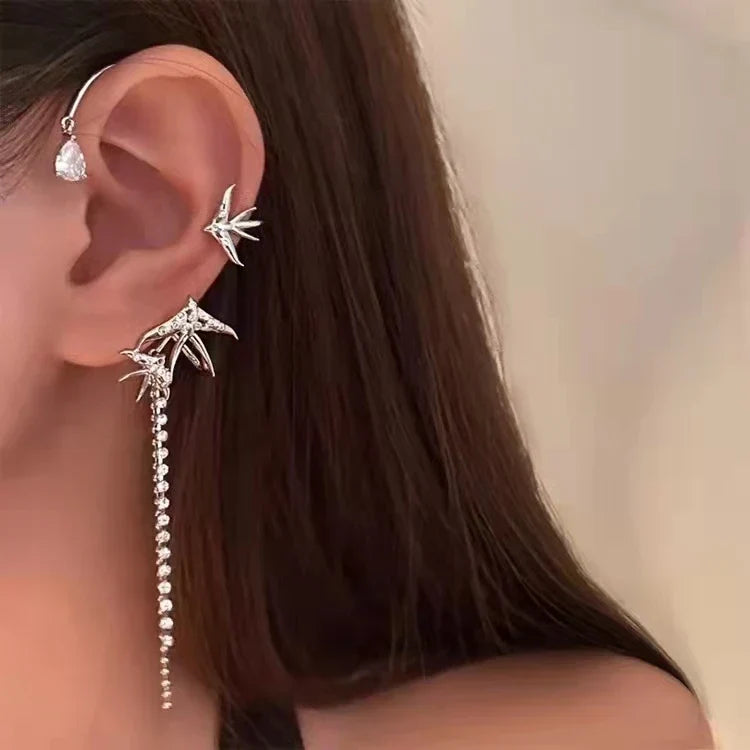 20Style Luxury Shiny Crystal Rhinestone Long Tassel Ear