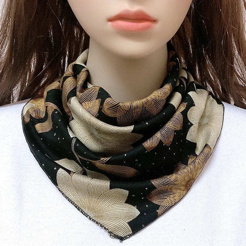 Korean Floral Print Button Bib Protect Cervical Spine