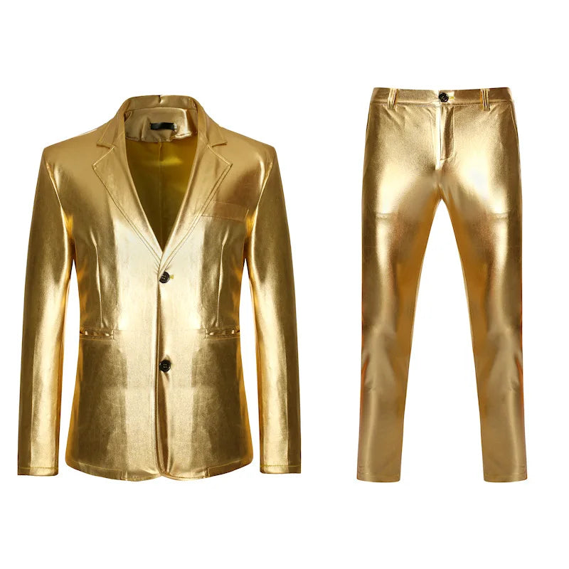 Men's Shiny Gold 2 Pieces Suits (Blazer+Pants) Terno