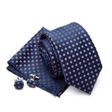 Mens Jacquard Tie Cravat Cufflinks Set Luxury Necktie
