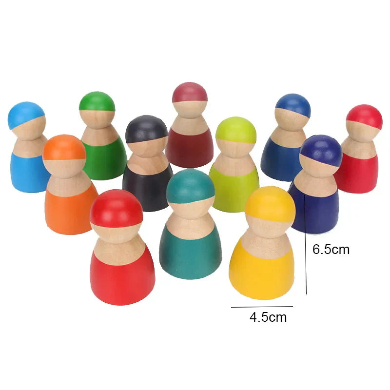 Wooden Rainbow Block Wood Stacking Toys Grimms Rainbow