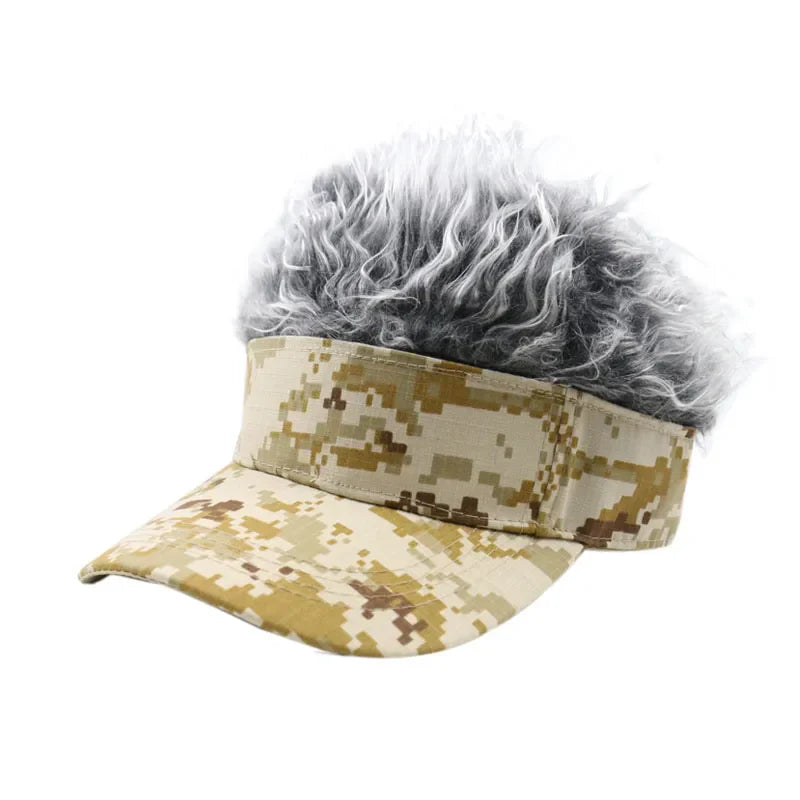 Winfox Men Women Camouflage Fake Flair Hair Baseball