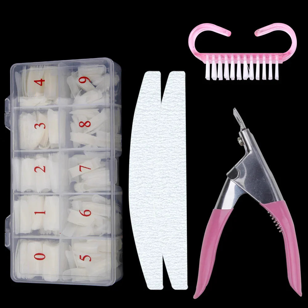 500Pcs/Box False Nails Tips Manicure Kit Nail File