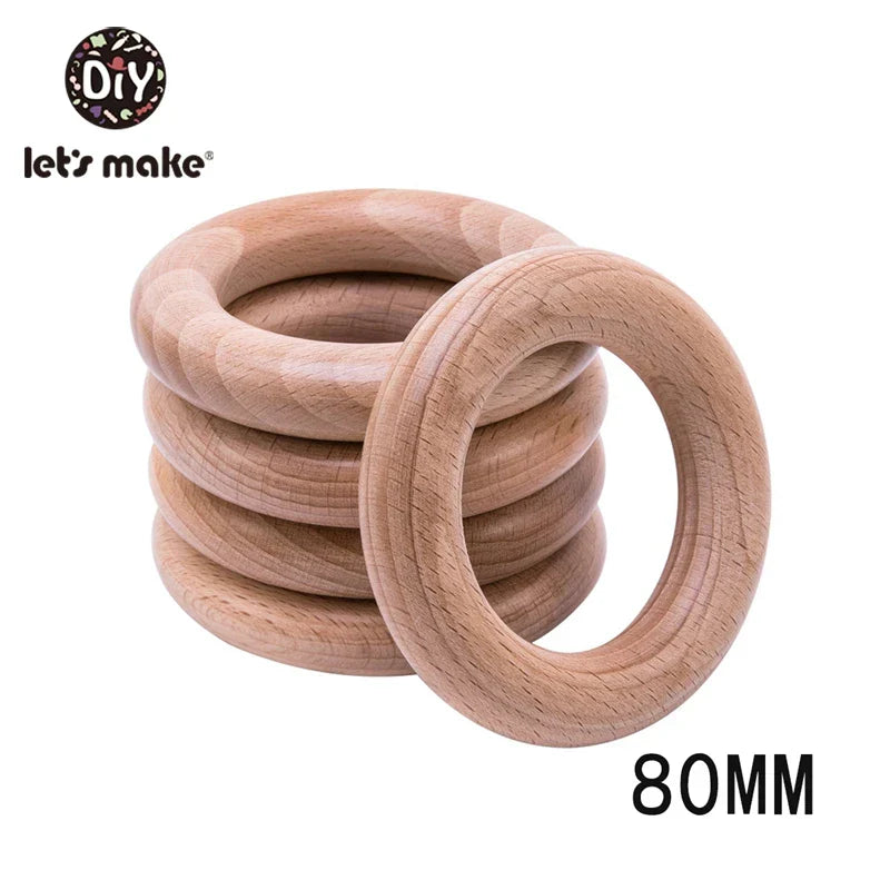 Let's Make Natural Wood Teething Ring All Size