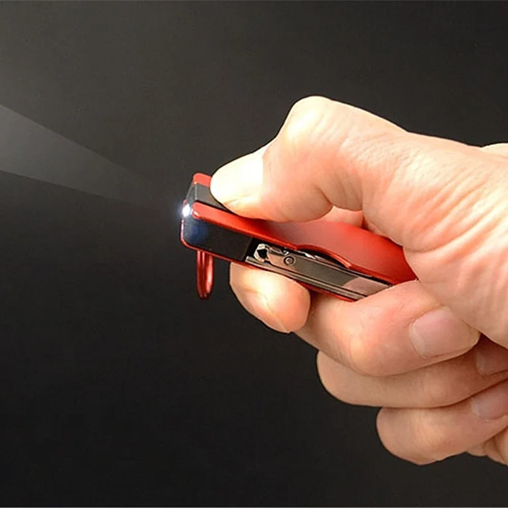 Outdoor Multifunction Mini Keychain Knife LED Light Nail