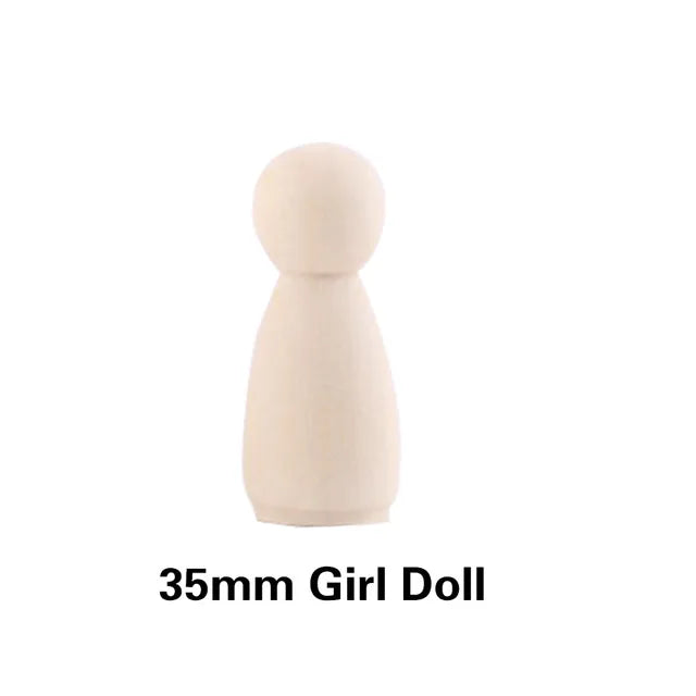 Wooden Doll Peg Baby Teether DIY Color Painting