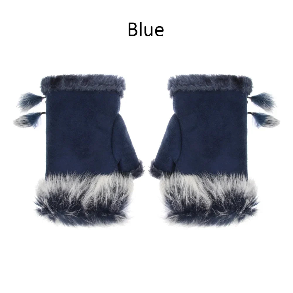 1 Pair New Fashion Faux Rabbit Hair Gloves